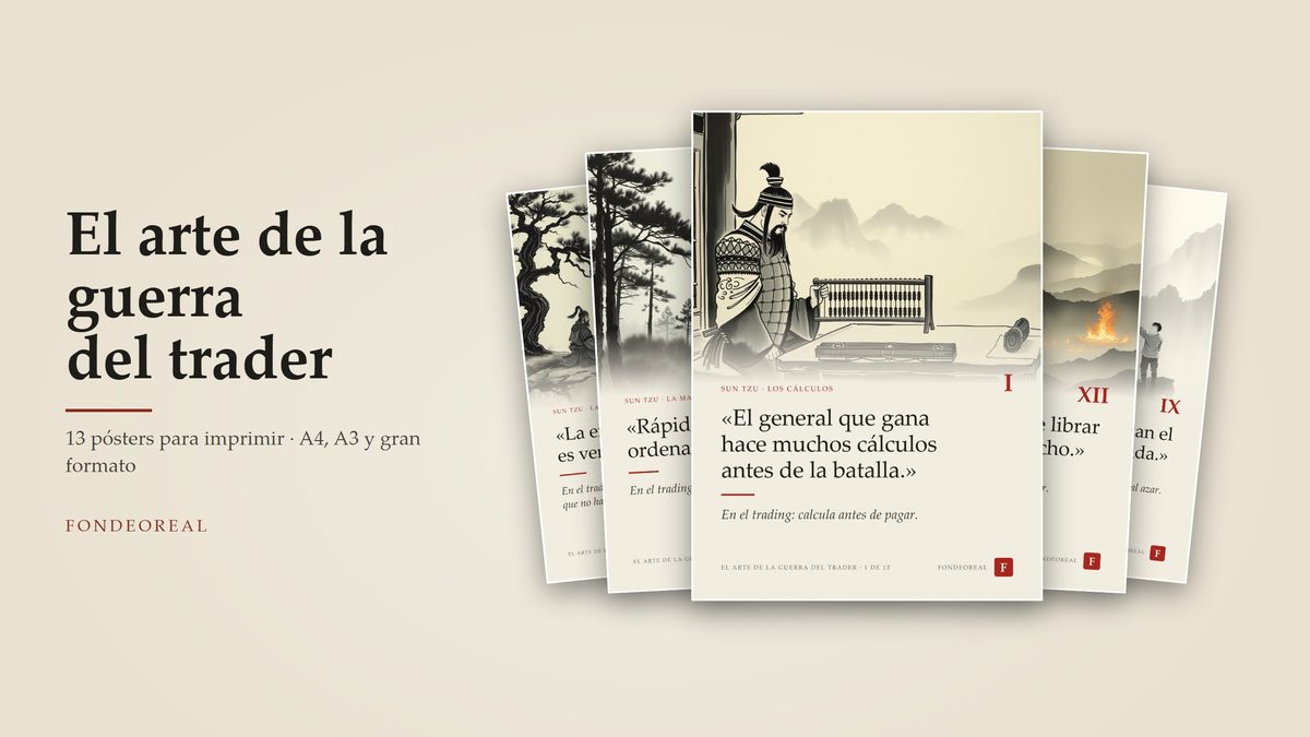 Vista del pack de pósters El arte de la guerra del trader